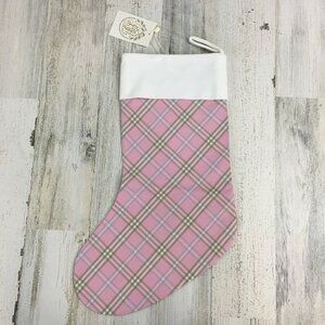 The Beaufort Bonnet Company Pink Pelham Bay Plaid Sleighbell Stocking NWT